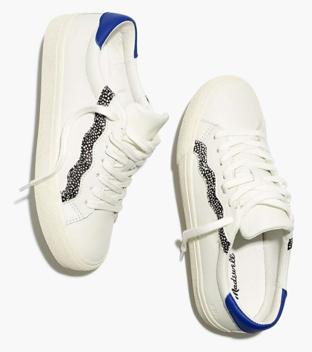 MADEWELL Womens Sidewalk Low-Top Sneakers Size 6 White Leather Wave NWOB